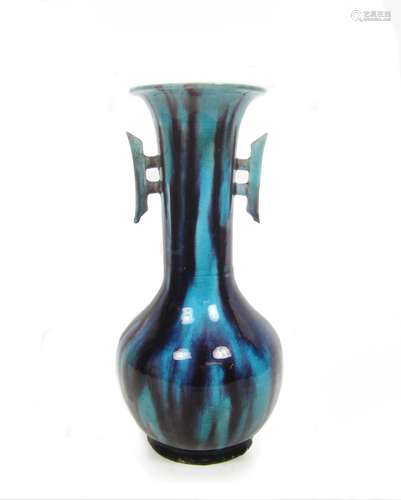 19th century A glazed bottle vase