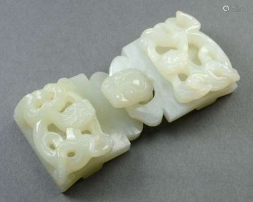 Chinese Nephrite White Jade Two-Part Buckle
