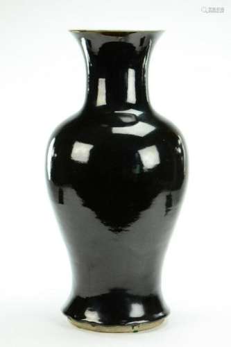 Mirror Black Glazed Porcelain Baluster Vase
