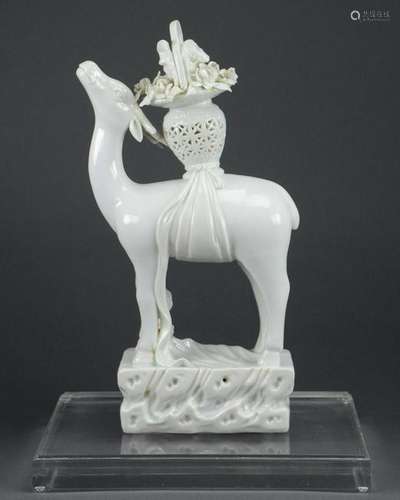 Blanc de Chine Deer with Flower Basket