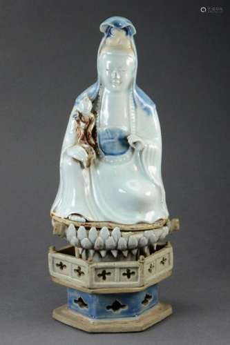 Chinese Porcelain Figure of Guanyin and Child