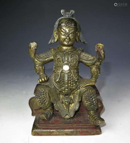 Small Gilt Bronze Figure of a Warrior