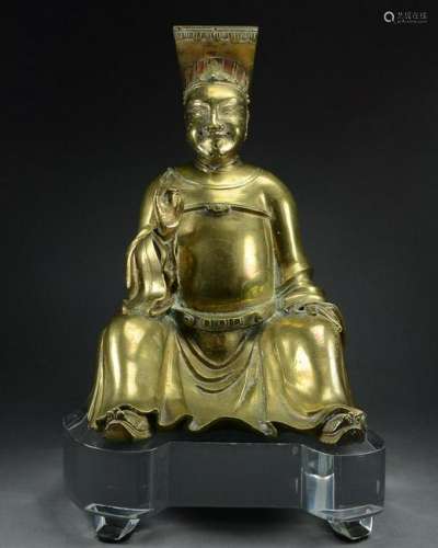Gilt Bronze Figure of a  Seated Official, Ming Dynasty