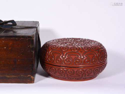 A  QING  DYNASTY  LACQUER  CARVED  BOX