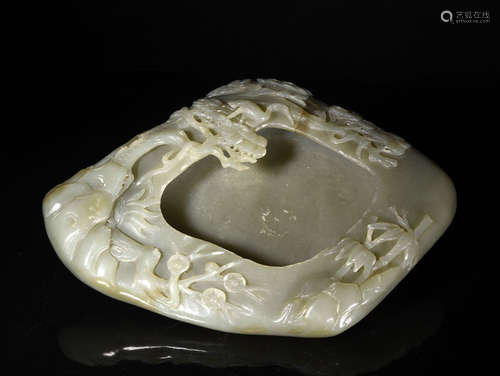 A  QING  DYNASTY  LIGHT  GREEN  JADE  WASH  OF  SONGHEYANNIAN