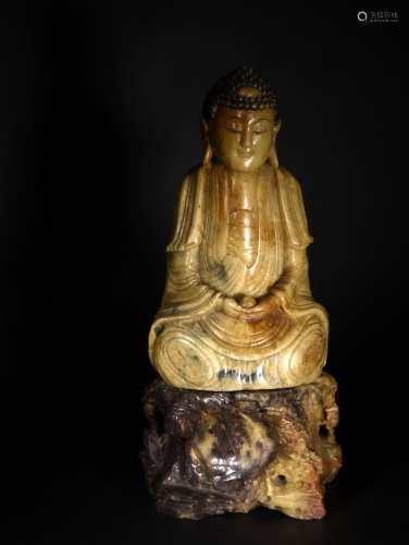 A  SHOUSHAN  STONE  SAKYAMUNI  BUDDHA   IN   QING DYNASTY