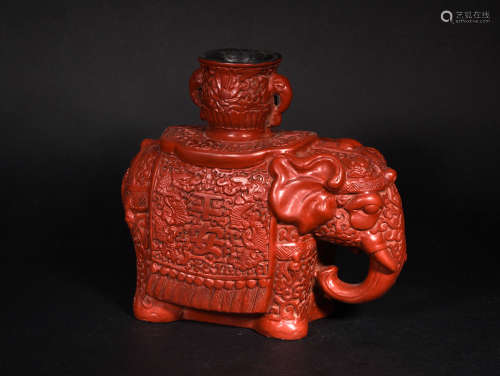 A  LACQUER  CARVED   CANDLESTICKS  WITH  PEACE  IN  QING  DYNASTY