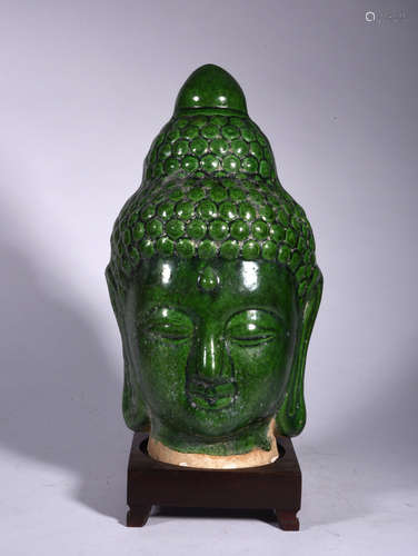 A  LIAO  DYNASTY  GE  GLAZE   BUDDHA'S  HEAD