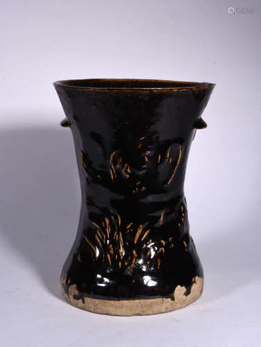 A  YUAN  DYNASTY    BLACK  GLAZE  CIZHOU  YAO  FLOWER  VASE