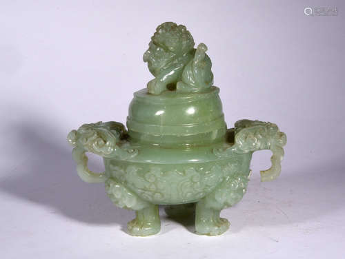 A   JADE  LION BUTTON  FRAGRANCE  FURNACE,IN  2OTH  CENTURY