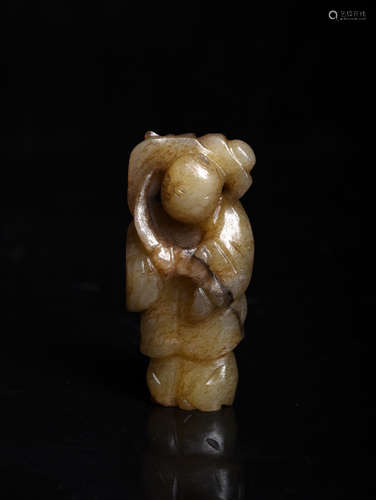 A  JADE  BOY  HOLD   LOTUS   ,IN   THE  MING  DYNASTY