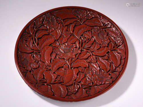 A  MING   DYNASTY   LACQUARE  CARVED  BIG  PLATE