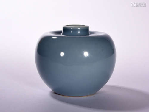 A  QING  DYNASTY  SKY  BLUE   GLAZE  APPLE  STATUE