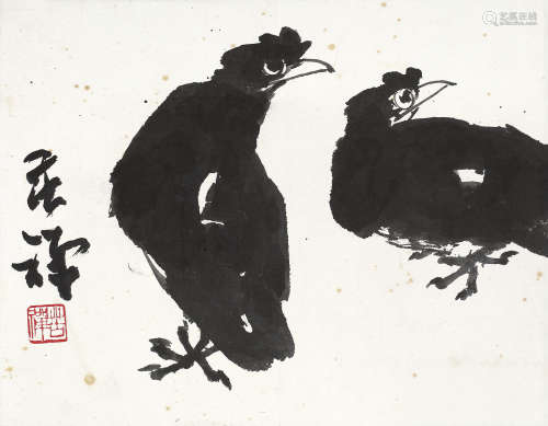 李苦禅 1899-1983 双吉图 水墨纸本