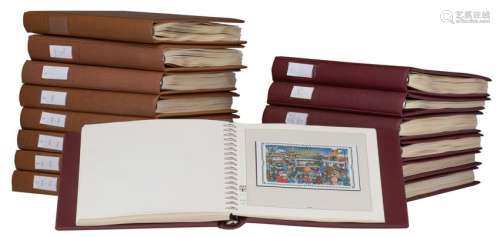 A collection of 15 Lindner albums de luxe, containing complete series of Belgian unused stamps, covering the years 1957 up to 2010 included