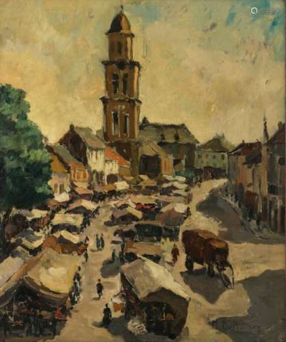 De Backer M., the Lokeren marketplace, oil on canvas, 50,5 x 60,5 cmIs possibly subject of the SABAM legislation / consult ‘Conditions of Sale’