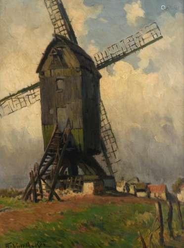 Van Acker Fl., 'De Oude Molen' (an old mill in a Flemish landscape), oil on canvas, 38,5 x 51,5 cm