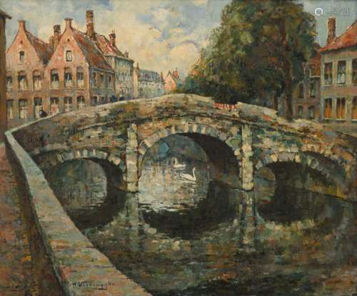 Verbrugghe Ch., 'Pont des Augustins à Bruges', oil on canvas, 54 x 65 cmIs possibly subject of the SABAM legislation / consult ‘Conditions of Sale’