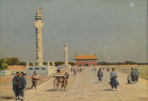 Kips E., 'Along the Tiananmen Gate, Beijing', oil on canvas, 35 x 49,5 cm