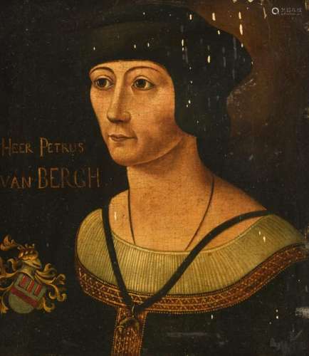 No visible signature, the portrait of Petrus Van Bergh, 16thC, oil on panel, 19,5 x 21,5 cm