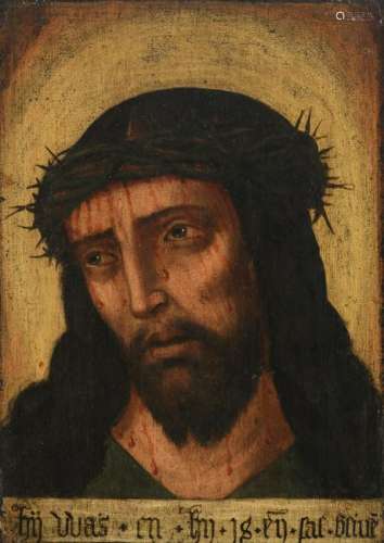 No visible signature (Attrib. to Antoon Claeissens), 'Hij was en hij is en zal blieve', 16thC, oil on an oak panel, 26 x 36 cm