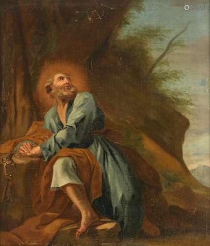 No visible signature, Saint Peter, oil on canvas, 17th/18thC, 65 x 75 cm