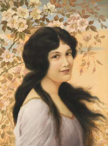 Binder A., 'A young girl in the wind', oil on canvas, 46 x 62 cm