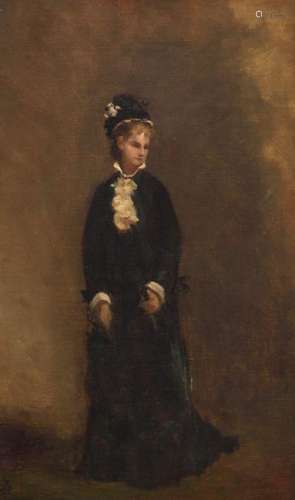 Stevens A., an elegant lady, oil on canvas, 26 x 42 cm