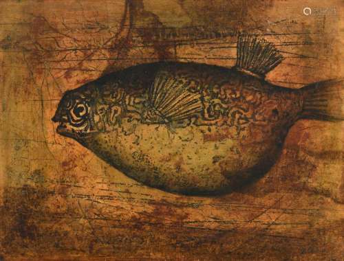 Landuyt O., a swimming fish, oil on board, 50 x 65 cmIs possibly subject of the SABAM legislation / consult ‘Conditions of Sale’