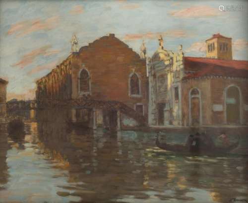 Bouchor, J.F., a view on Venice, oil on canvas, 38 x 46 cm