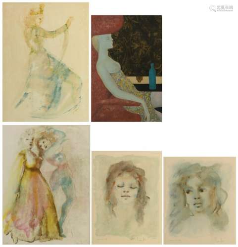 Five lithographs by Leonor Fini, E.A., 47 x 64 - 53 x 72 cmIs possibly subject of the SABAM legislation / consult ‘Conditions of Sale’