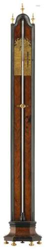 A fine ebonized and rosewood veneered standing barometer, with brass mounts, the plaque signed 'Cleret à Rouen', H 105 cm