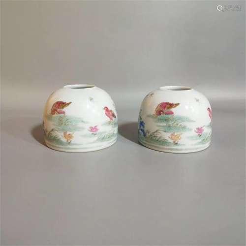 A Pair of Chinese Famille-Rose Porcelain Cups