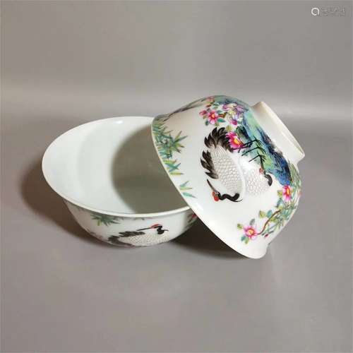 A Pair of Chinese Famille-Rose Porcelain Bowls