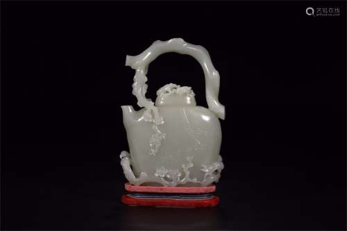 A Chinese Carved jade Tea Pot