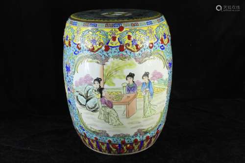 A Chinese Famille-Rose Porcelain Stool