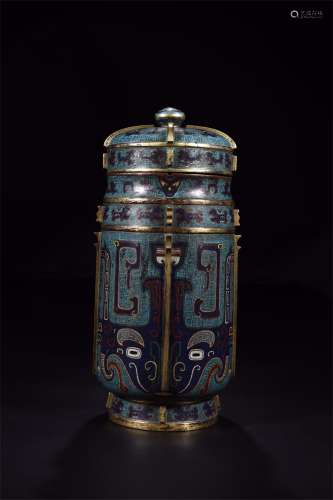 A Chinese Cloisonne Vase with Cover