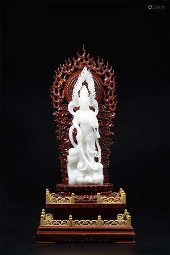 A Chinese Carved Jade Figure of Buddha