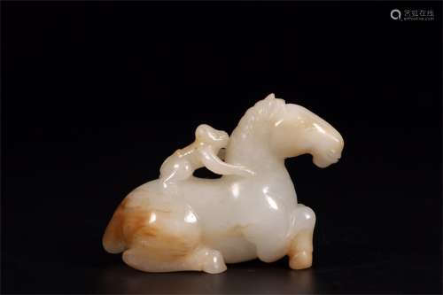 A Chinese Carved Jade Horse and Monkey Decoration