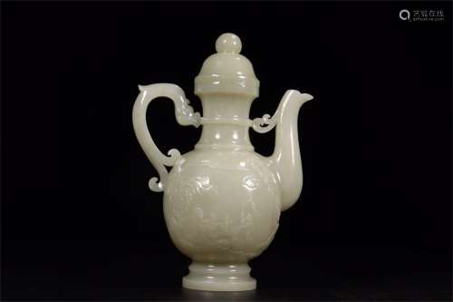 A Chinese Carved Jade Wine Pot