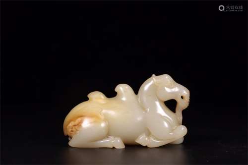 A Chinese Carved Jade Camel Decoration