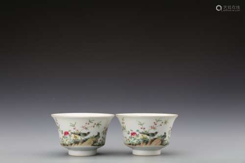 A Pair of Chinese Famille-Rose Porcelain Cups