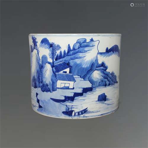 A Chinese Blue and White Porcelain Brush Pot