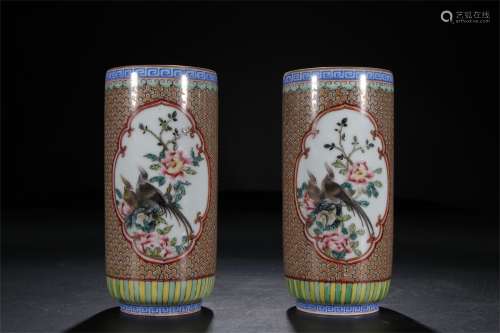 A Pair of Chinese Famille-Rose Porcelain Tea Cups