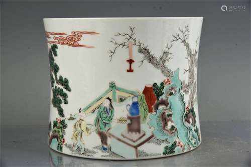 A Chinese Wu-Cai Glazed Porcelain Brush Pot