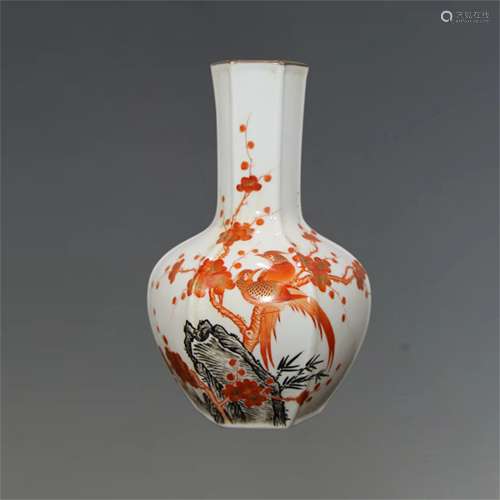 A Chinese Iron-Red Glazed Porcelain Vase