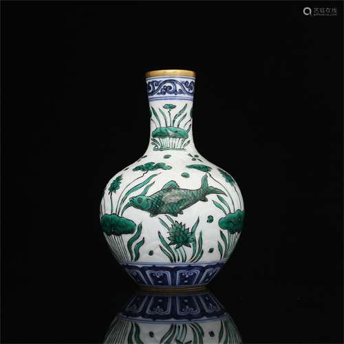 A Chinese Green and Blue Glazed Porcelain Vase