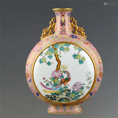 A Chinese Enamel Glazed Porcelain Moon Flask