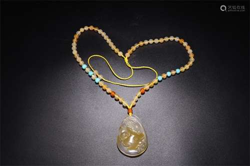 A Chinese Carved Agate Necklace