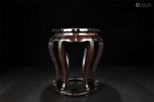 A Chinese Carved Zitan Stand